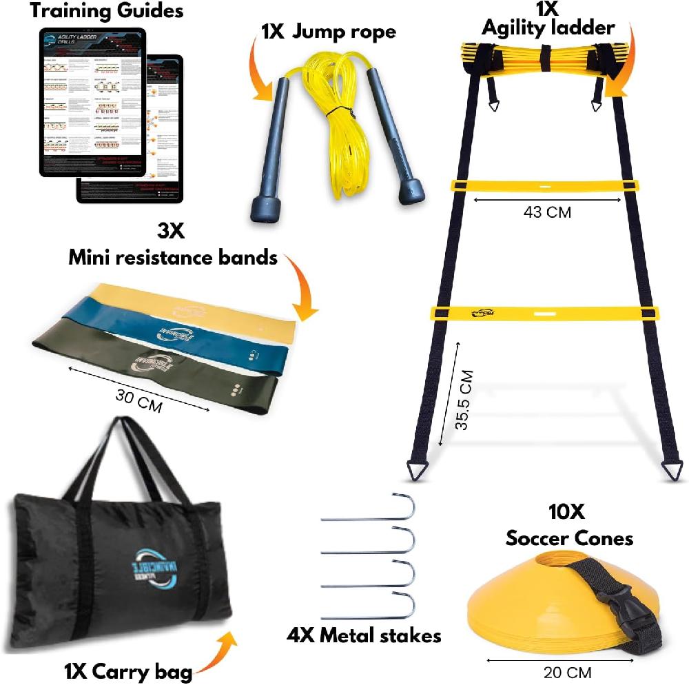 Nacnic Escalera De Agilidad Set 11 Peldaños Duradero Materiales Portátil Bolsa De Transporte Incluye 4 Piquetas De Metal + Bonus: 2 5 "Lacrosse Masaje Pelota Por Invencible Fitness
