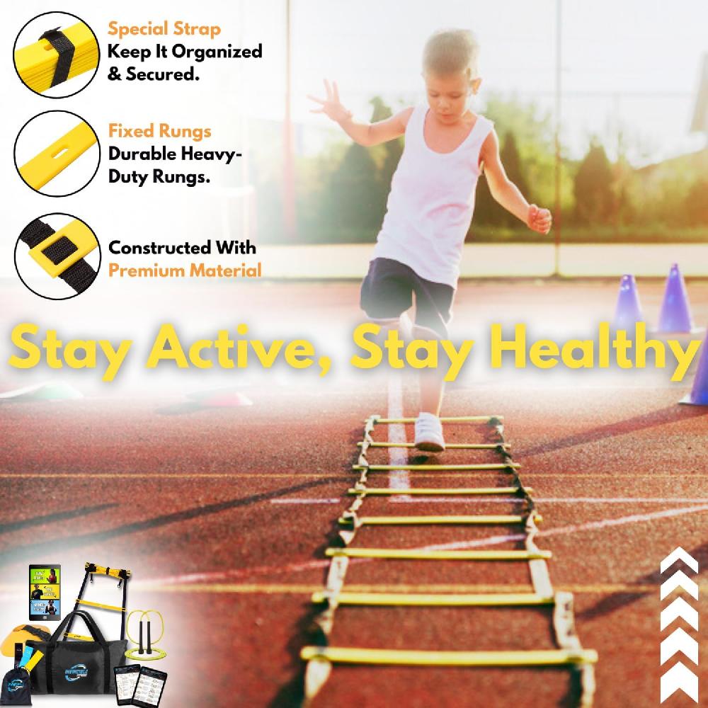 Nacnic Escalera De Agilidad Set 11 Peldaños Duradero Materiales Portátil Bolsa De Transporte Incluye 4 Piquetas De Metal + Bonus: 2 5 "Lacrosse Masaje Pelota Por Invencible Fitness