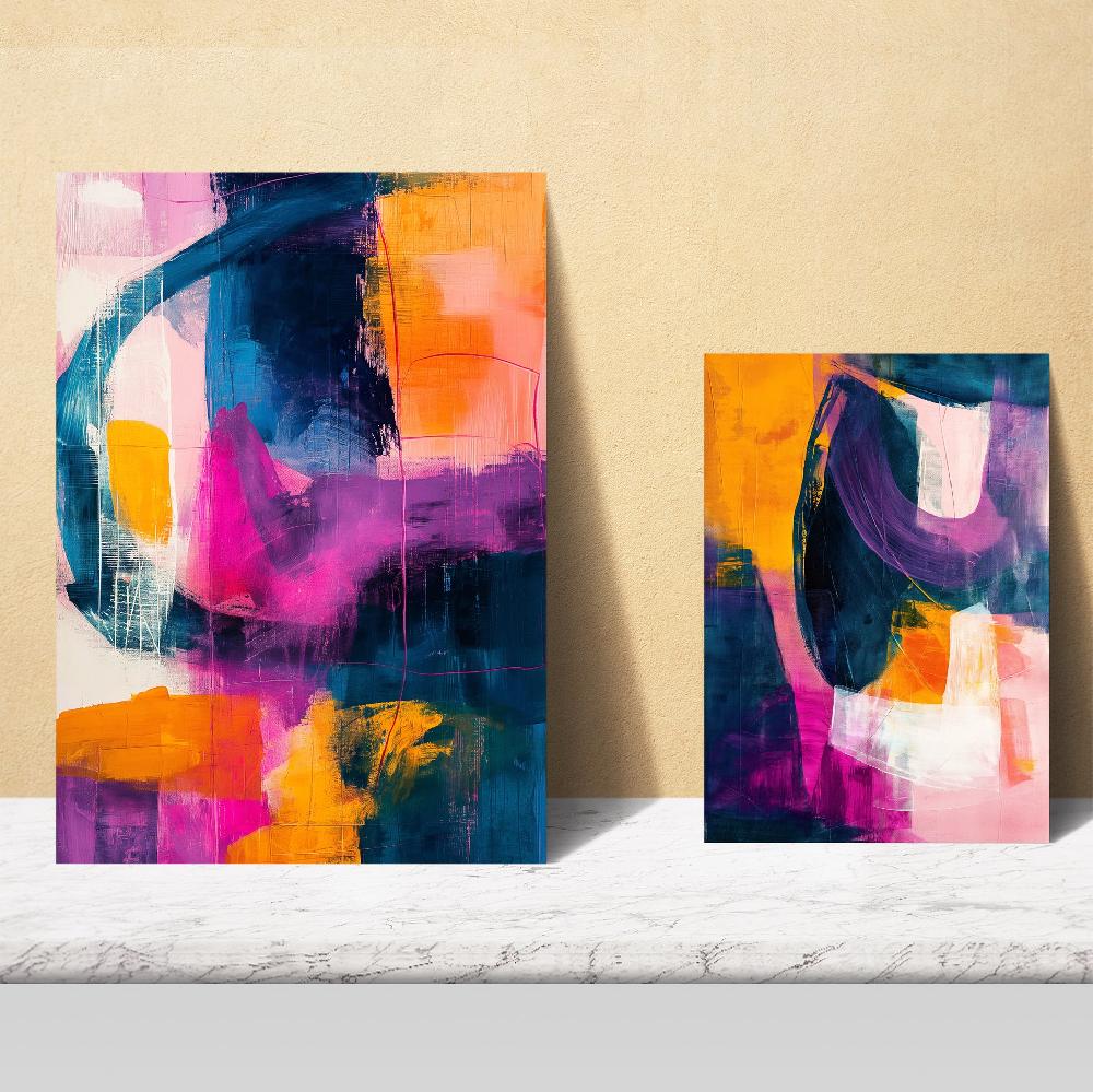 Nacnic Formas Abstractas En Morado Fucsia Y Azul - Lámina