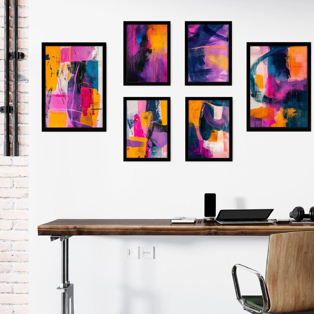 nacnic Formas abstractas en morado fucsia y azul - Lámina