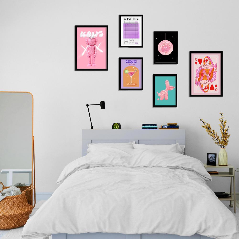 nacnic Illustraciones de arte moderno femenino tonos rosas