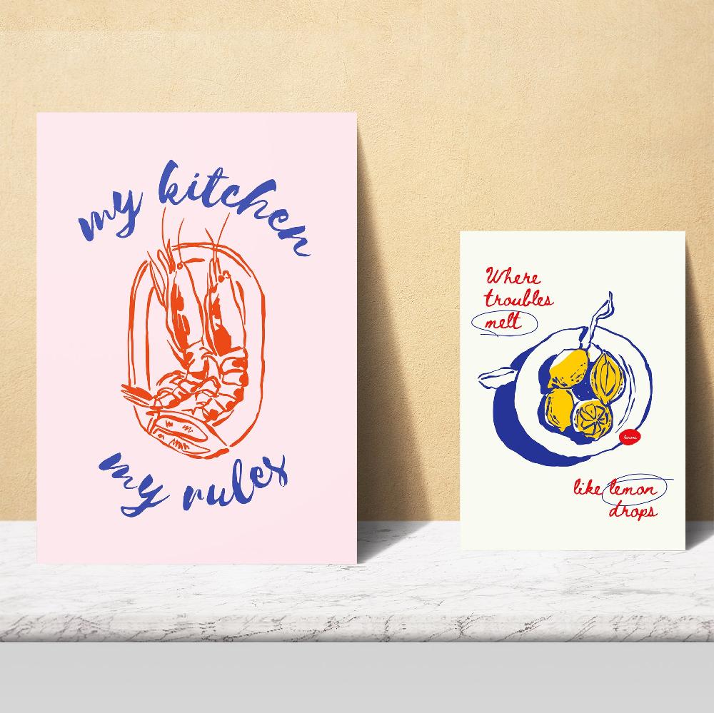 Nacnic Ilustraciones De Alimentos Y Comida Estilo Pop Art Y Vino