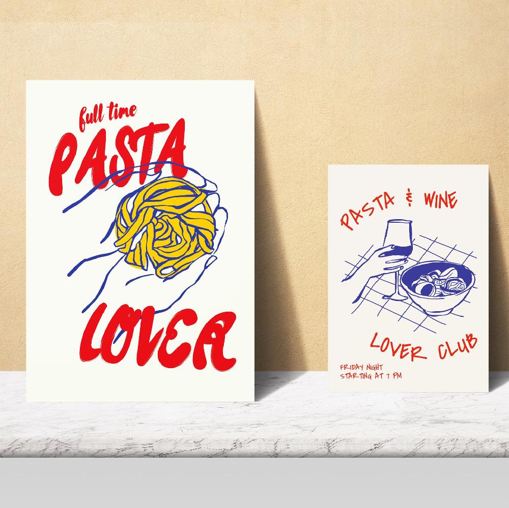 Nacnic Ilustraciones De Alimentos Y Comida Estilo Pop Art Tomate Pasta Y Pizza