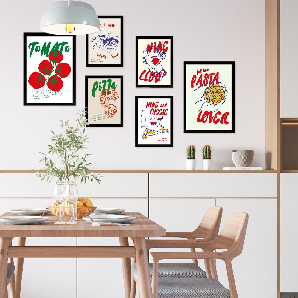 nacnic Ilustraciones de alimentos y comida estilo pop art tomate pasta y pizza