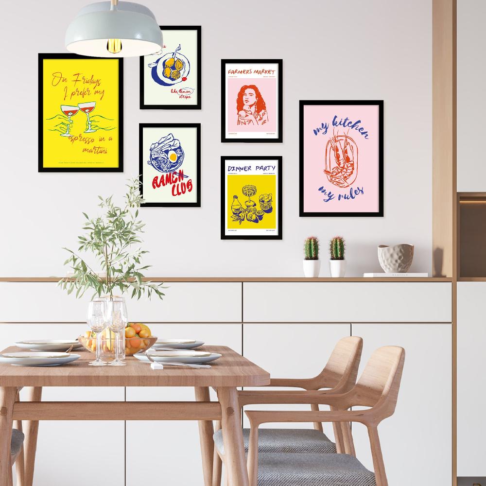 nacnic Ilustraciones de alimentos y comida estilo pop art y vino