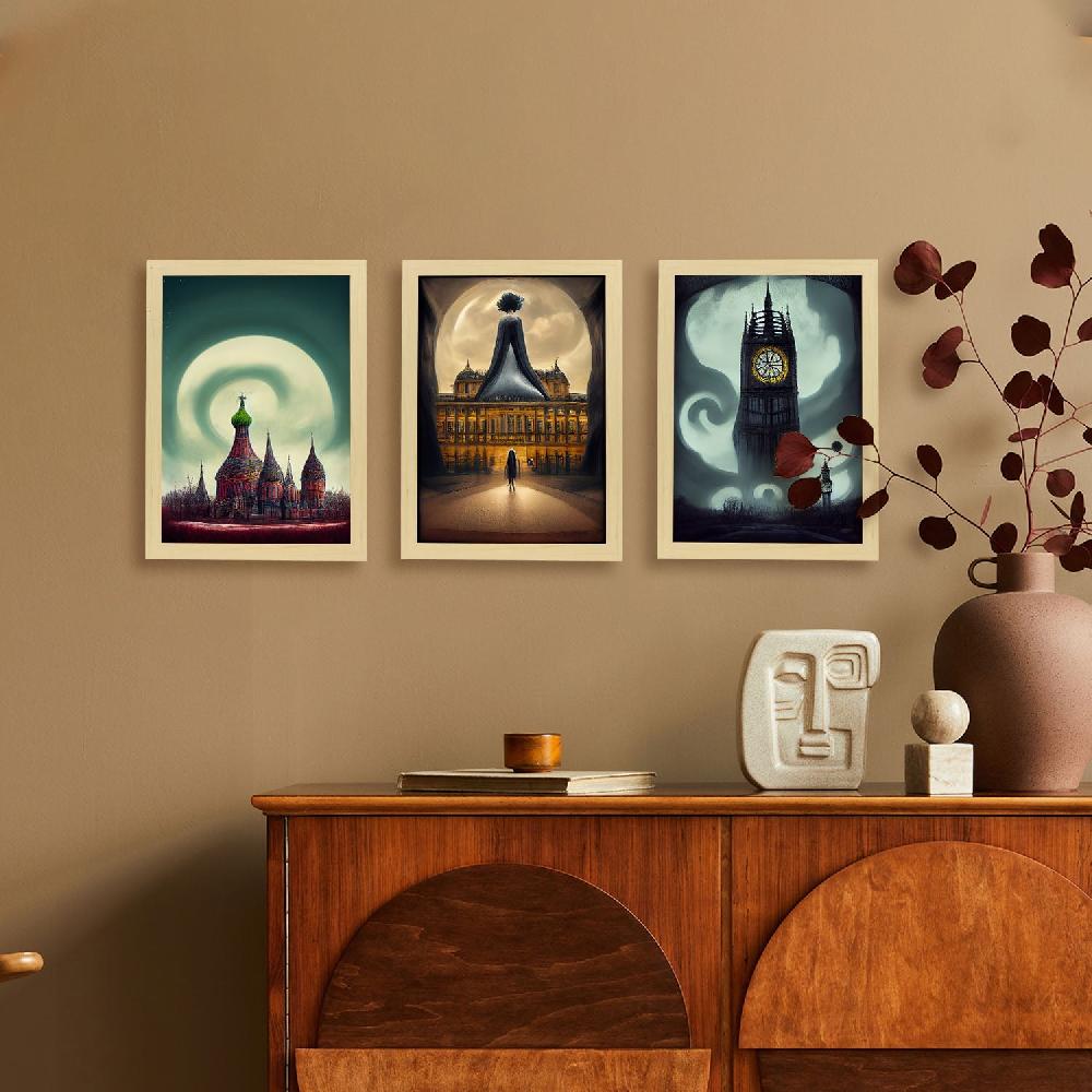 Nacnic Ilustraciones De Monumentos Y Ciudades Al Estilo Burton Láminas De Colección Set 9