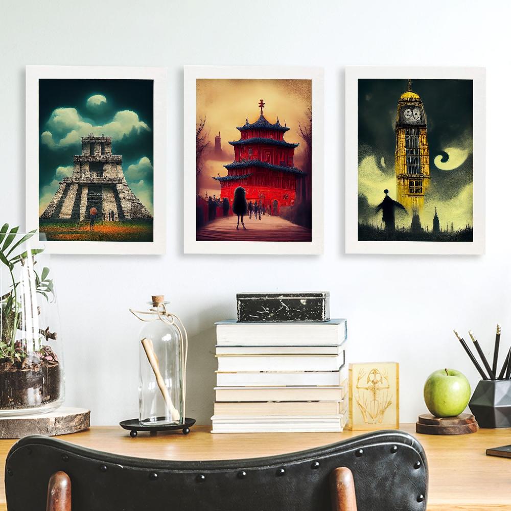 Nacnic Ilustraciones De Monumentos Y Ciudades Estilo Burton Colección De 8 Láminas Para Diseño De Interiores Y Decoración