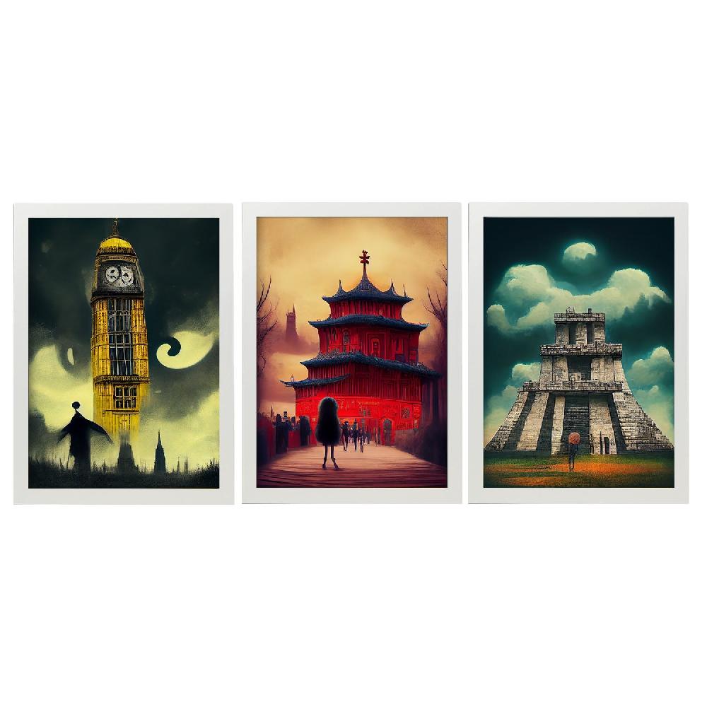 Nacnic Ilustraciones De Monumentos Y Ciudades Estilo Burton Colección De 8 Láminas Para Diseño De Interiores Y Decoración