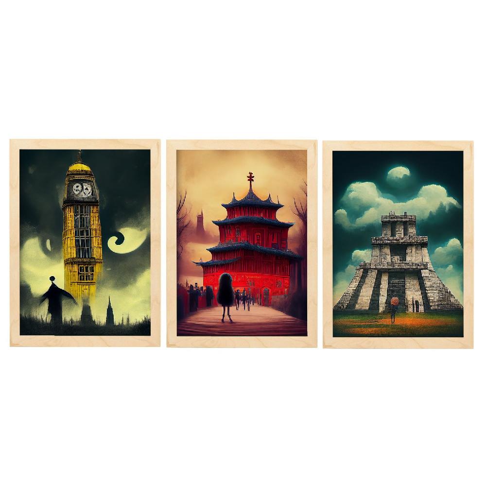 Nacnic Ilustraciones De Monumentos Y Ciudades Estilo Burton Colección De 8 Láminas Para Diseño De Interiores Y Decoración