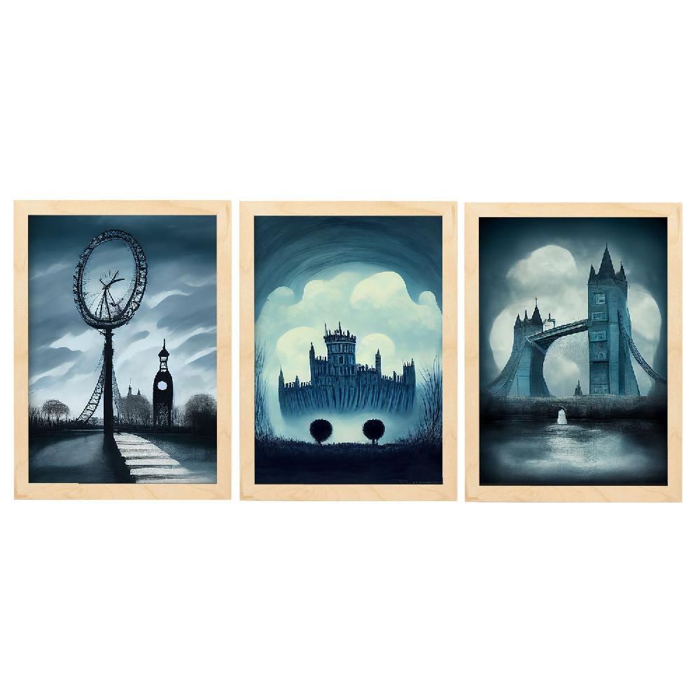 Nacnic Ilustraciones De Monumentos Y Ciudades Estilo Burton Láminas Colección Set 7