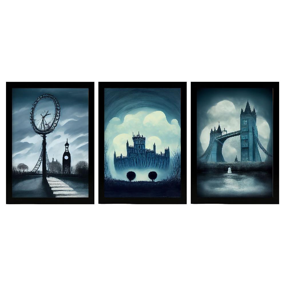 nacnic Ilustraciones de Monumentos y Ciudades Estilo Burton Láminas Colección Set 7