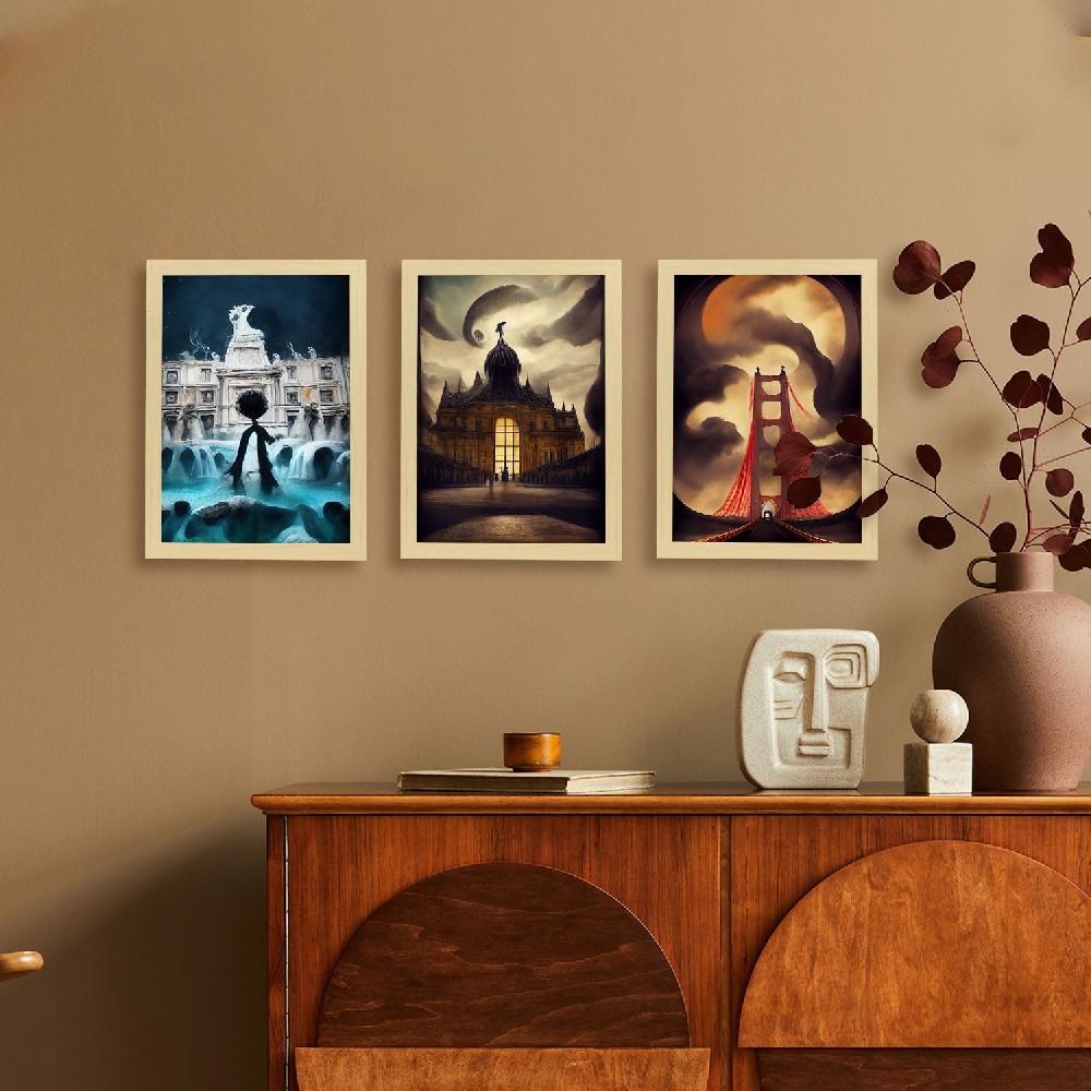 Nacnic Ilustraciones De Monumentos Y Ciudades Estilo Burton Set Colección 5 Láminas