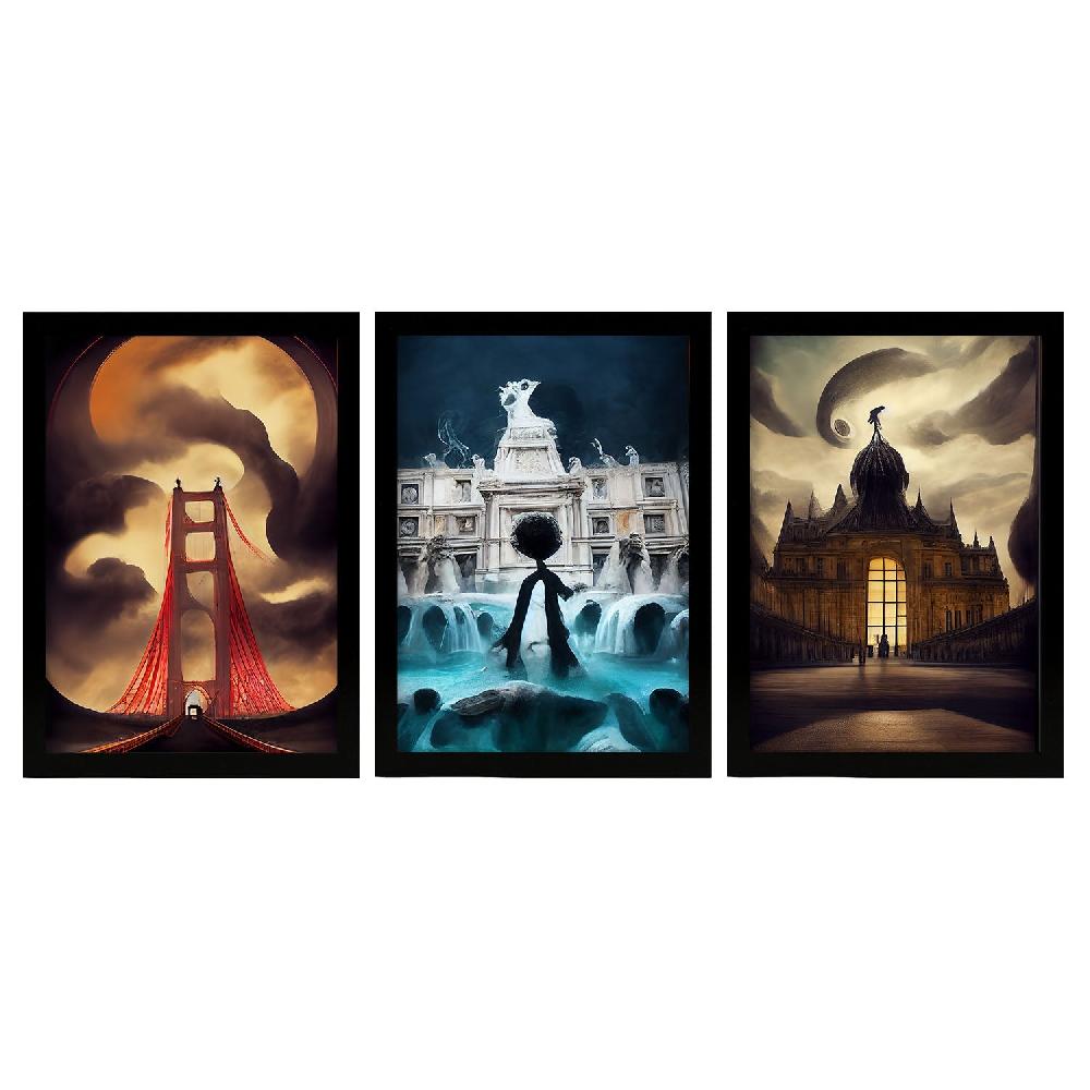 nacnic Ilustraciones de Monumentos y Ciudades estilo Burton Set Colección 5 Láminas