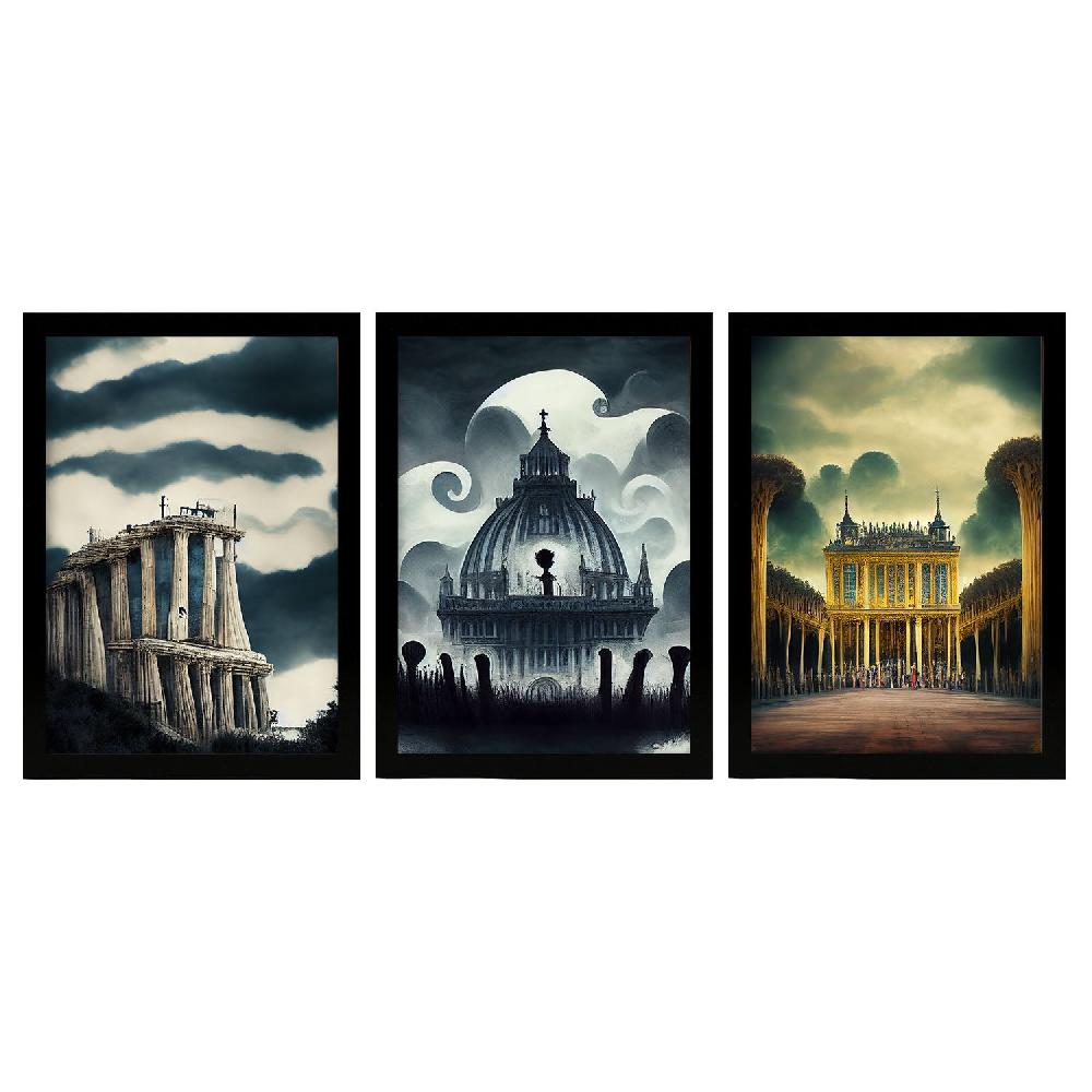 nacnic Ilustraciones de monumentos y ciudades estilo Burton en láminas