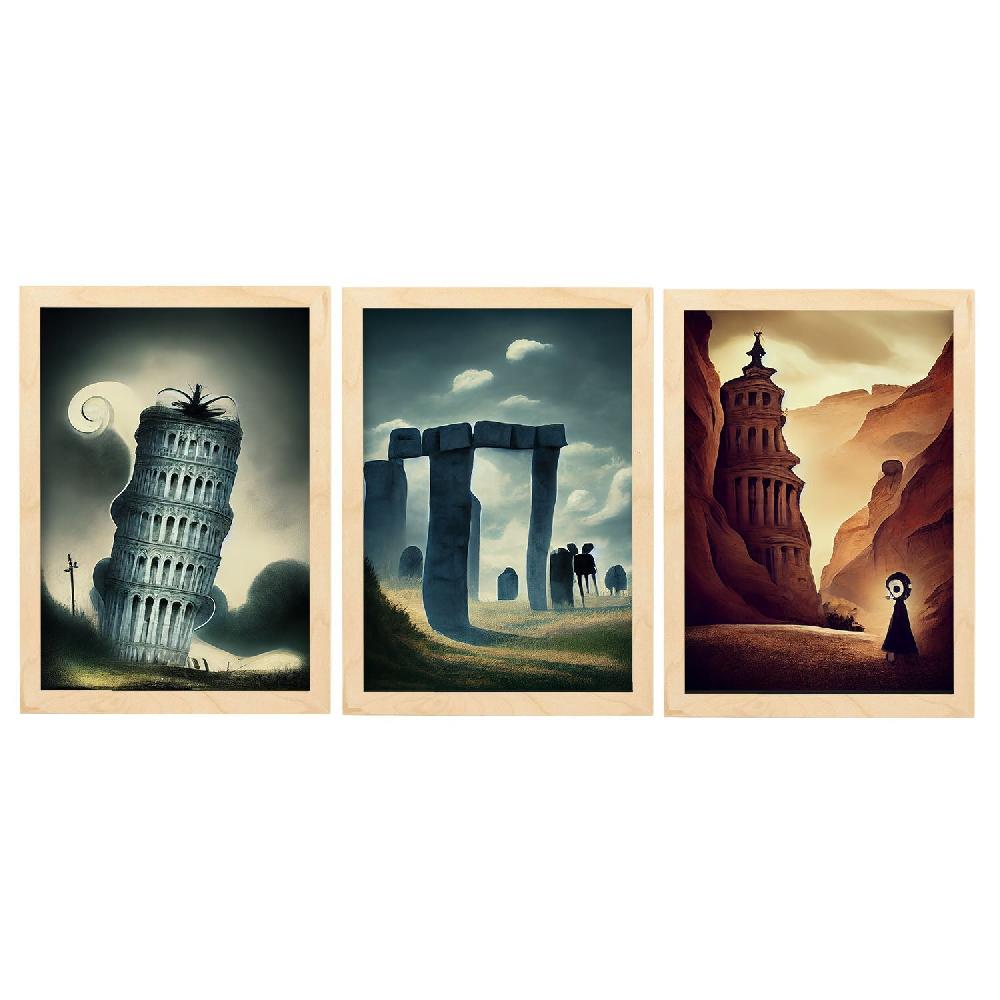 Nacnic Ilustraciones De Monumentos Y Ciudades Estilo Burton Colección 1 Láminas