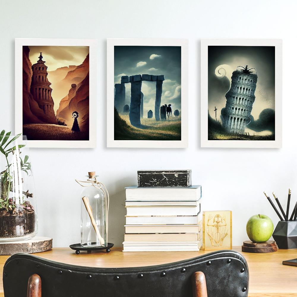 Nacnic Ilustraciones De Monumentos Y Ciudades Estilo Burton Colección 1 Láminas