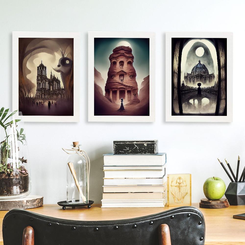 Nacnic Ilustraciones Estilo Burton De Monumentos Y Ciudades Set Colección 10 Láminas