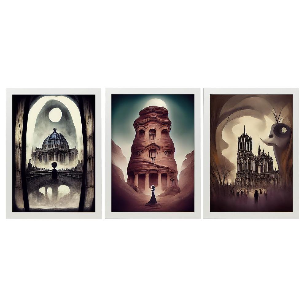 Nacnic Ilustraciones Estilo Burton De Monumentos Y Ciudades Set Colección 10 Láminas