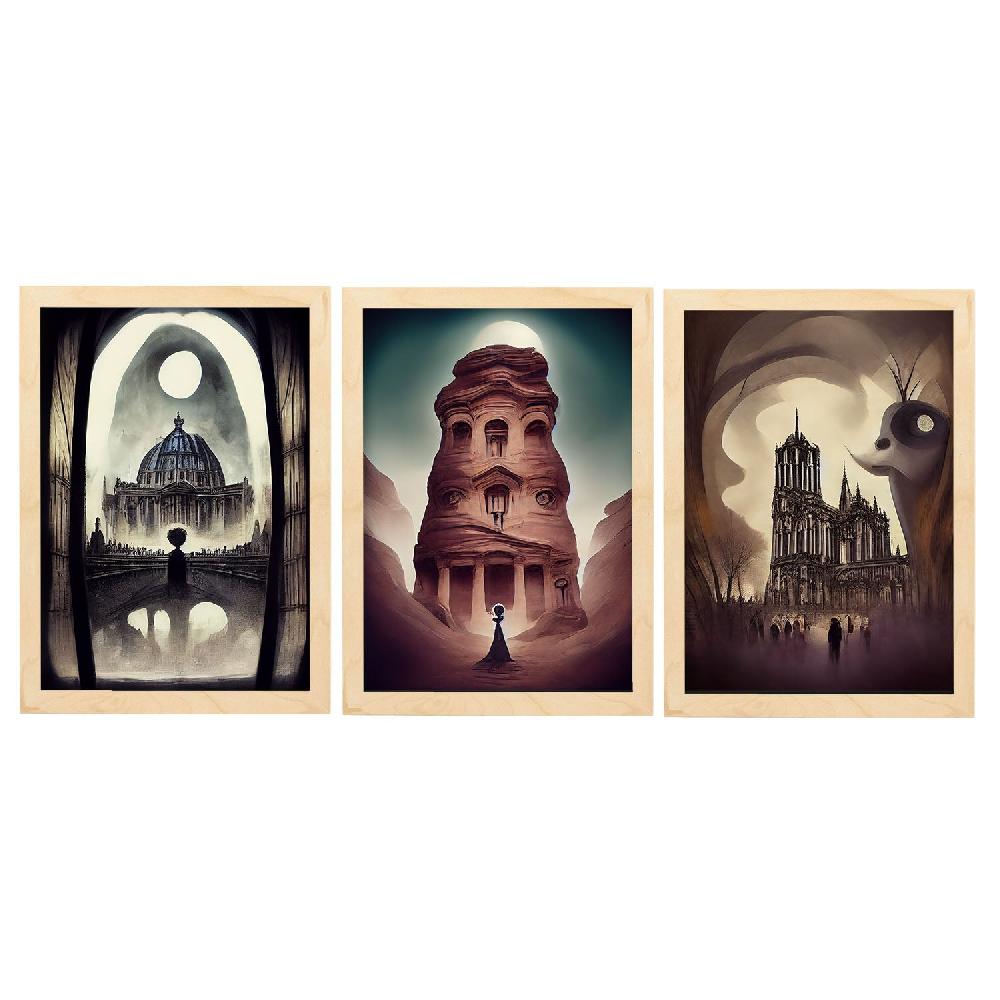 Nacnic Ilustraciones Estilo Burton De Monumentos Y Ciudades Set Colección 10 Láminas