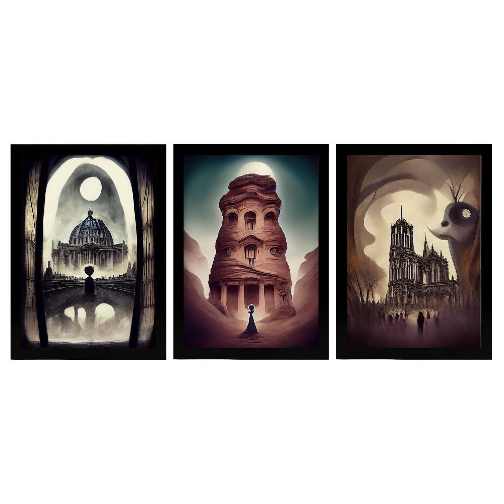 nacnic Ilustraciones Estilo Burton de Monumentos y Ciudades Set Colección 10 Láminas