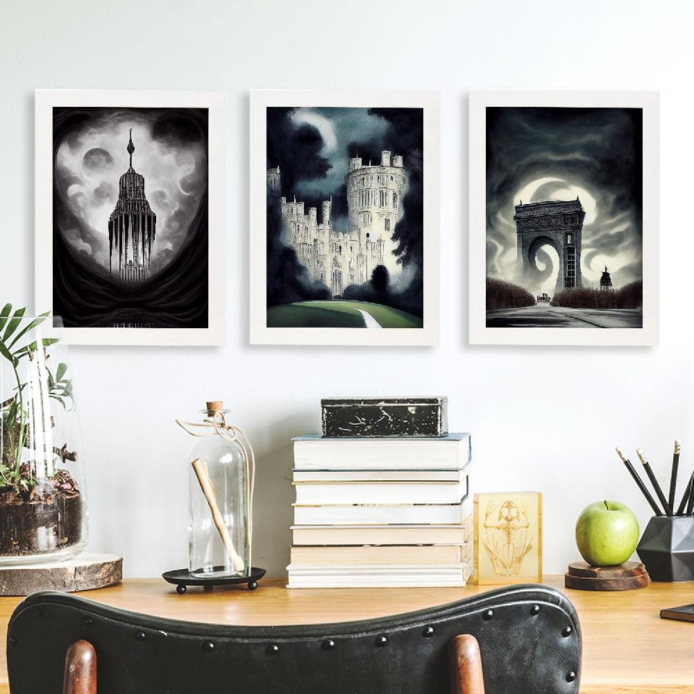 Nacnic Ilustraciones Góticas De Monumentos Y Ciudades Estilo Burton Colección Set 2 - Láminas