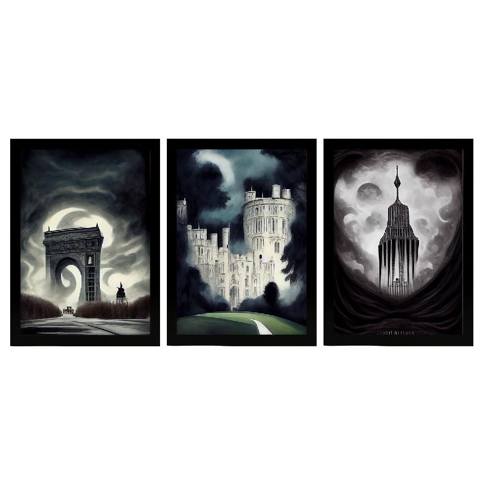 nacnic Ilustraciones Góticas de Monumentos y Ciudades estilo Burton Colección Set 2 - Láminas