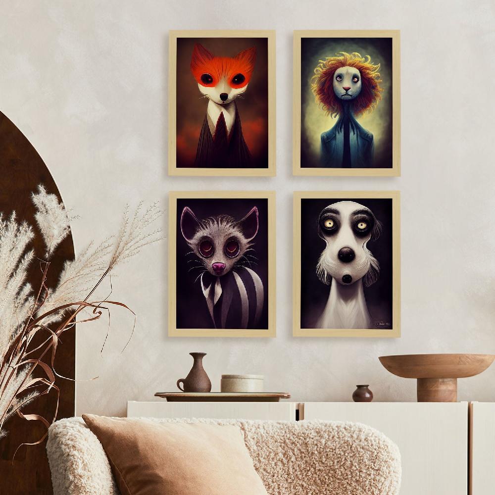 Nacnic Ilustraciones Y Láminas De Animales Estilo Burton Para Decoración Interior