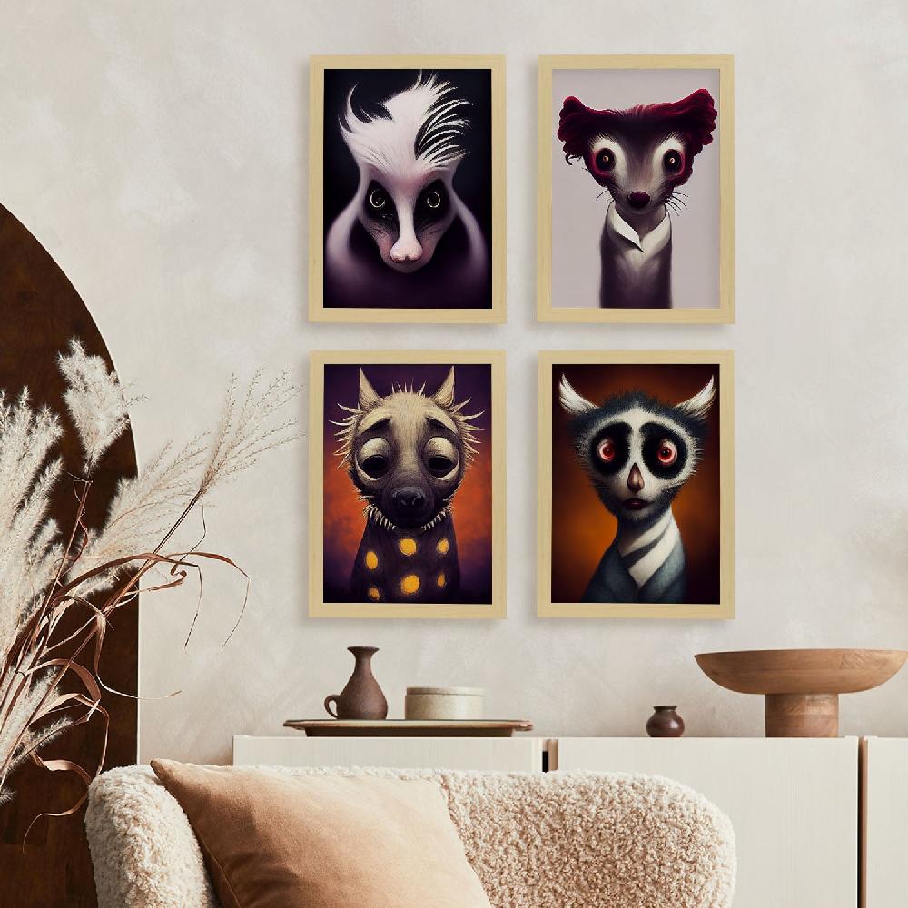 Nacnic Ilustraciones Y Láminas De Animales Estilo Burton Colección Set 2