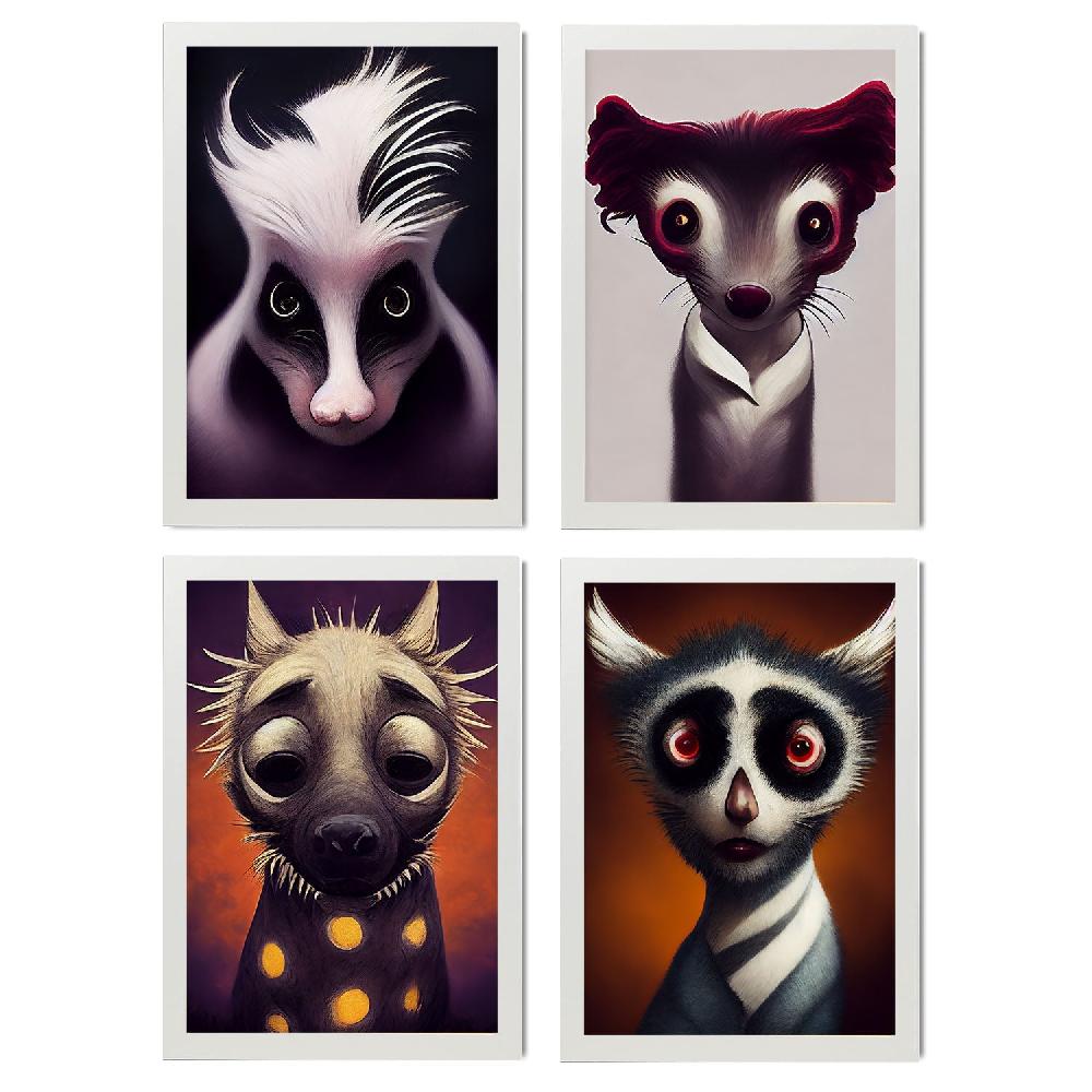 Nacnic Ilustraciones Y Láminas De Animales Estilo Burton Colección Set 2