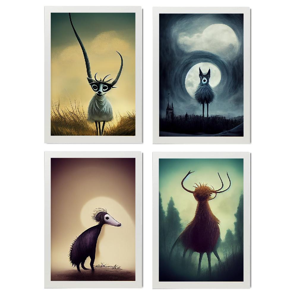 Nacnic Ilustraciones Y Láminas De Animales Estilo Burton Colección 1