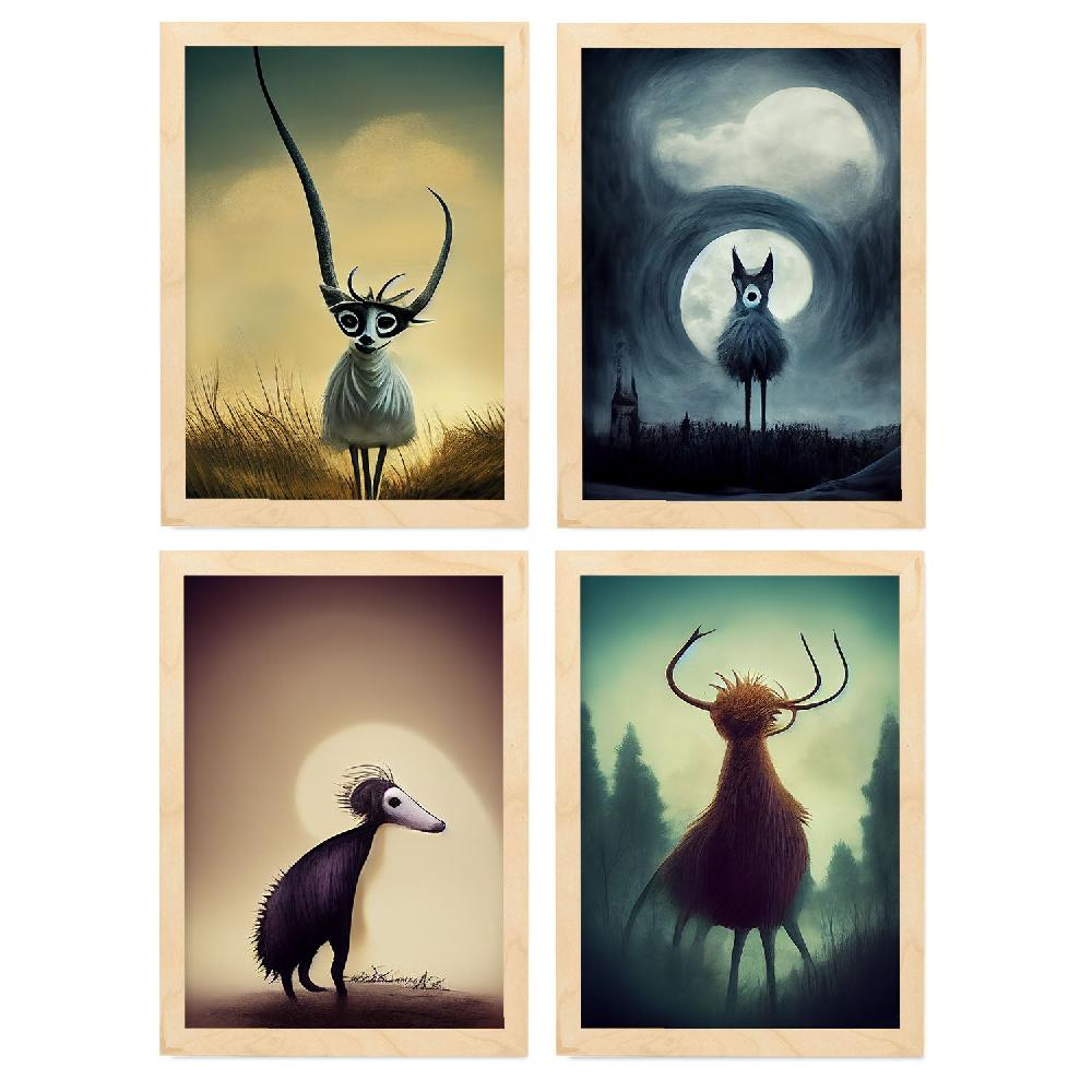 Nacnic Ilustraciones Y Láminas De Animales Estilo Burton Colección 1