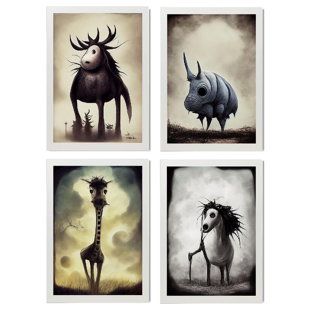 Nacnic Ilustraciones Y Láminas De Animales Estilo Burton Colección 1