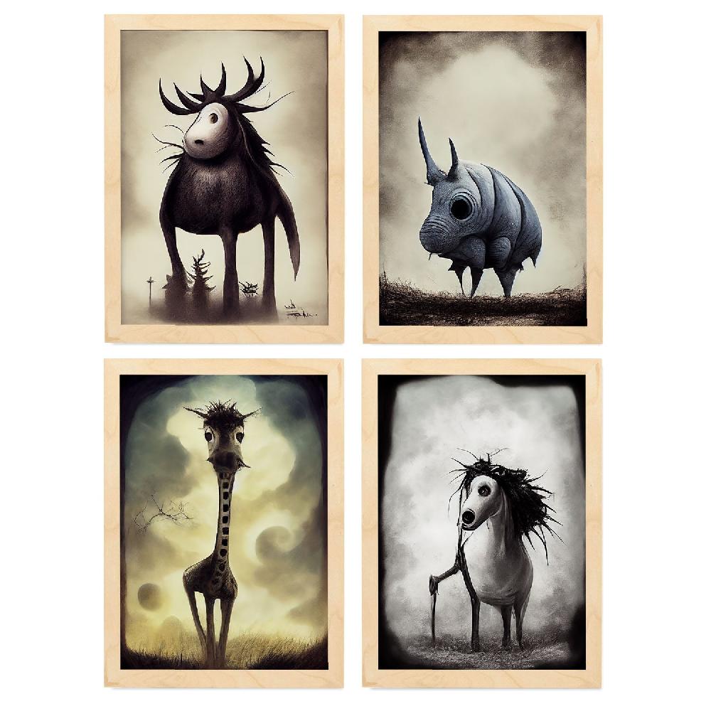 Nacnic Ilustraciones Y Láminas De Animales Estilo Burton Colección 1