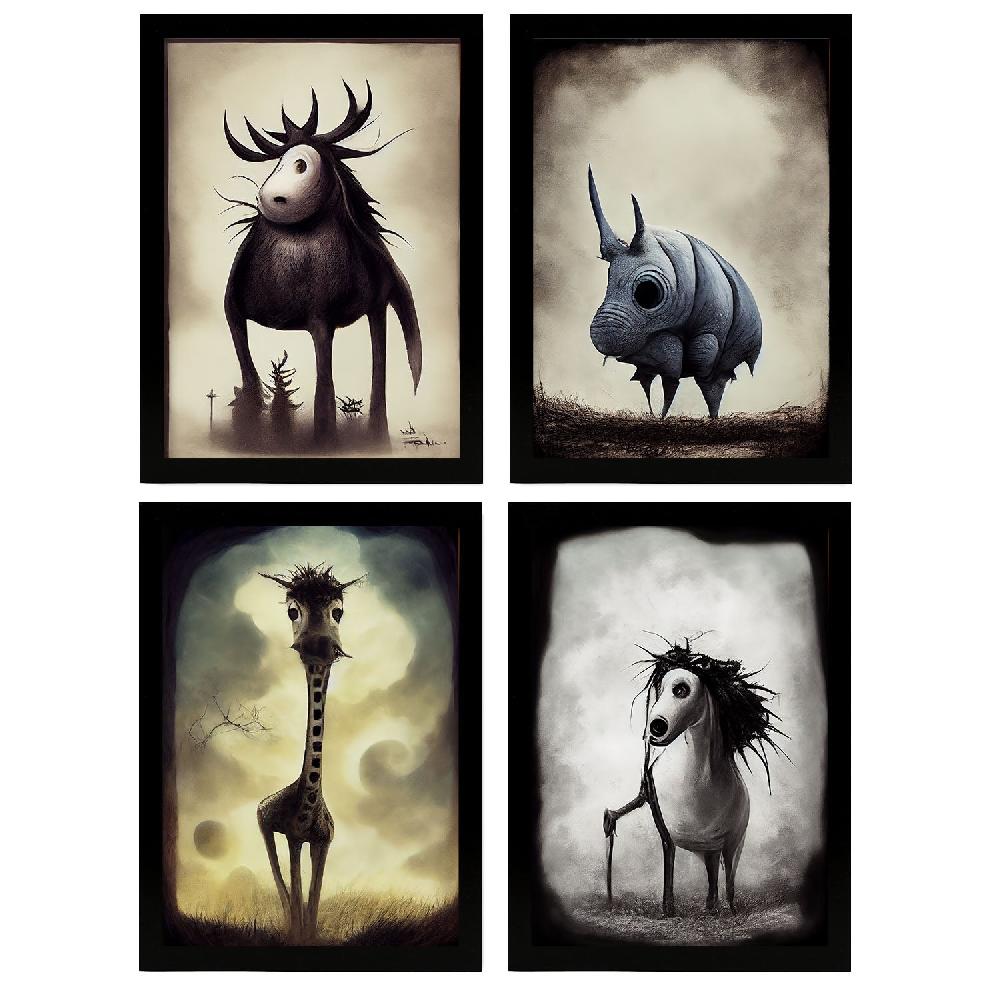 nacnic Ilustraciones y Láminas de Animales Estilo Burton Colección 1