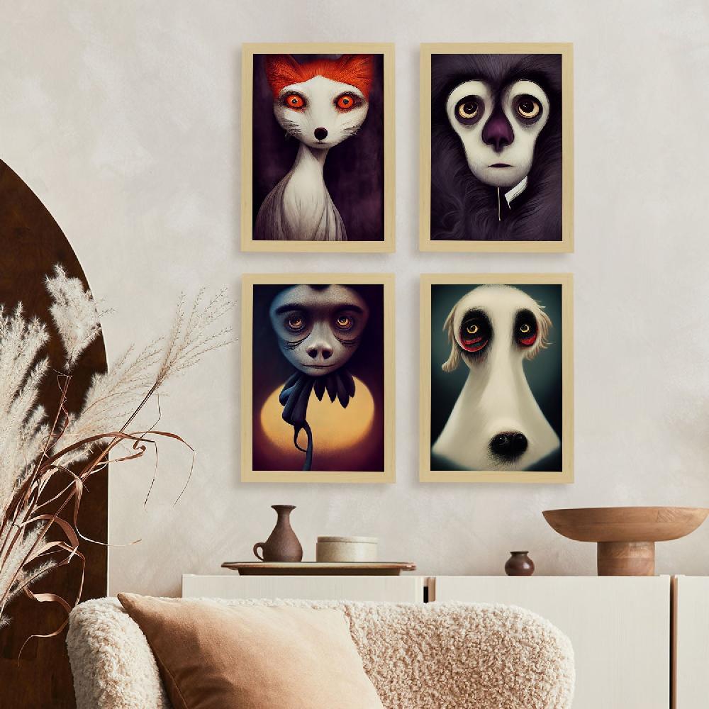 Nacnic Ilustraciones Y Laminas De Animales Estilo Burton Para Diseño Y Decoración De Interiores Colección Set De 6