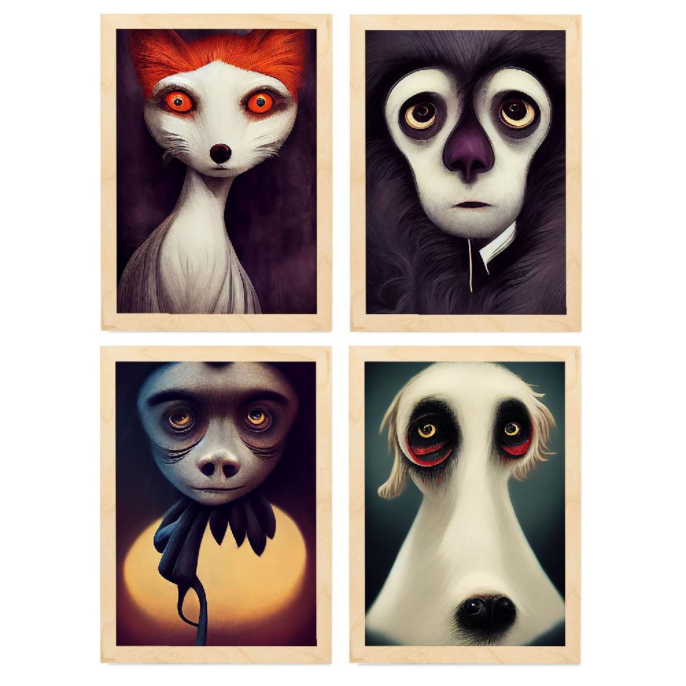 Nacnic Ilustraciones Y Laminas De Animales Estilo Burton Para Diseño Y Decoración De Interiores Colección Set De 6