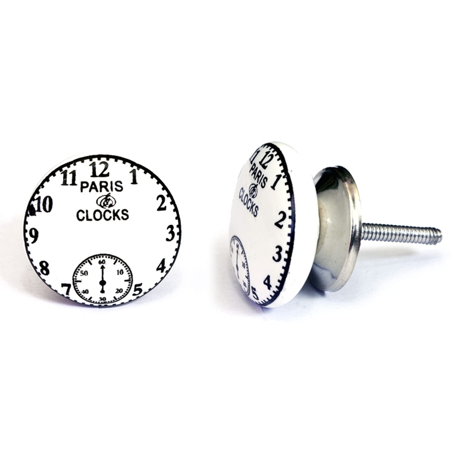 Nacnic Juego De 10 Pomos De Cerámica Con Diseño De Relojes En Blanco Y Negro