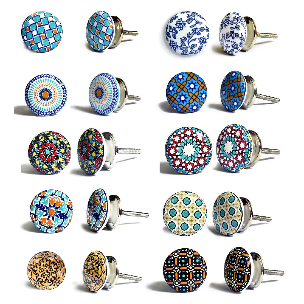 nacnic Juego de 10 pomos de cerámica con diseño vintage para muebles
