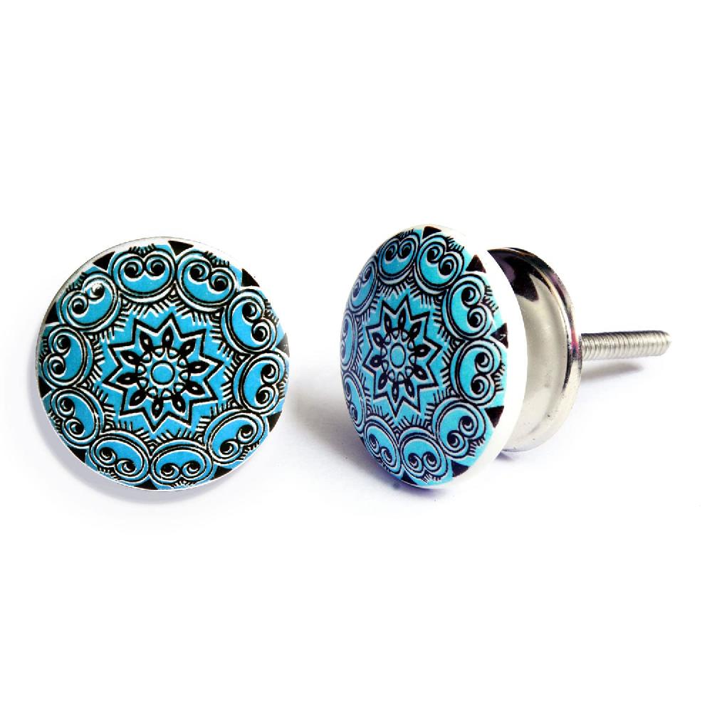 Nacnic Juego De 10 Pomos Tiradores De Cerámica Con Diseños Florales En Aguamarina