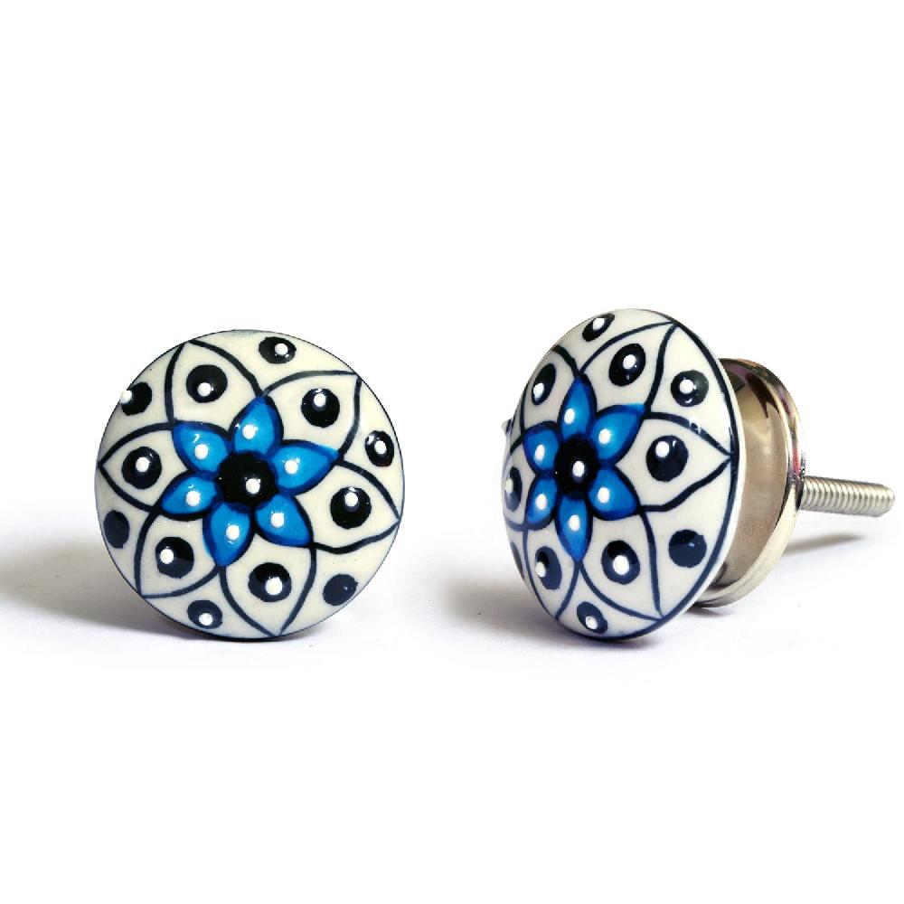 Nacnic Juego De 10 Pomos Tiradores De Cerámica Con Diseño De Flores Y Puntos De Colores Para Muebles Y Habitaciones