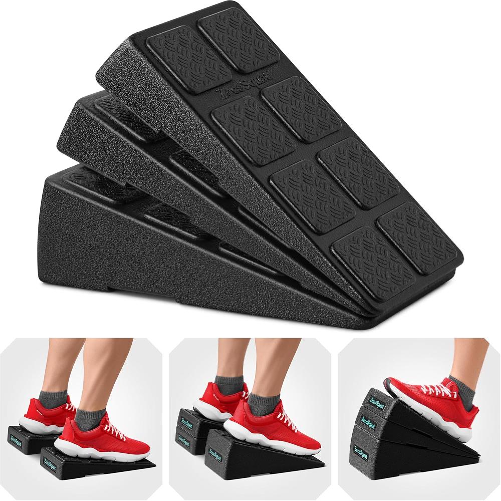 nacnic Juego de 3 cuñas para sentadillas - Se convierte en plataforma de step aeróbico - Bloques para sentadillas con capacidad de 520 lbs - Tabla inclinada para estiramiento de pantorrillas Bloques de yoga
