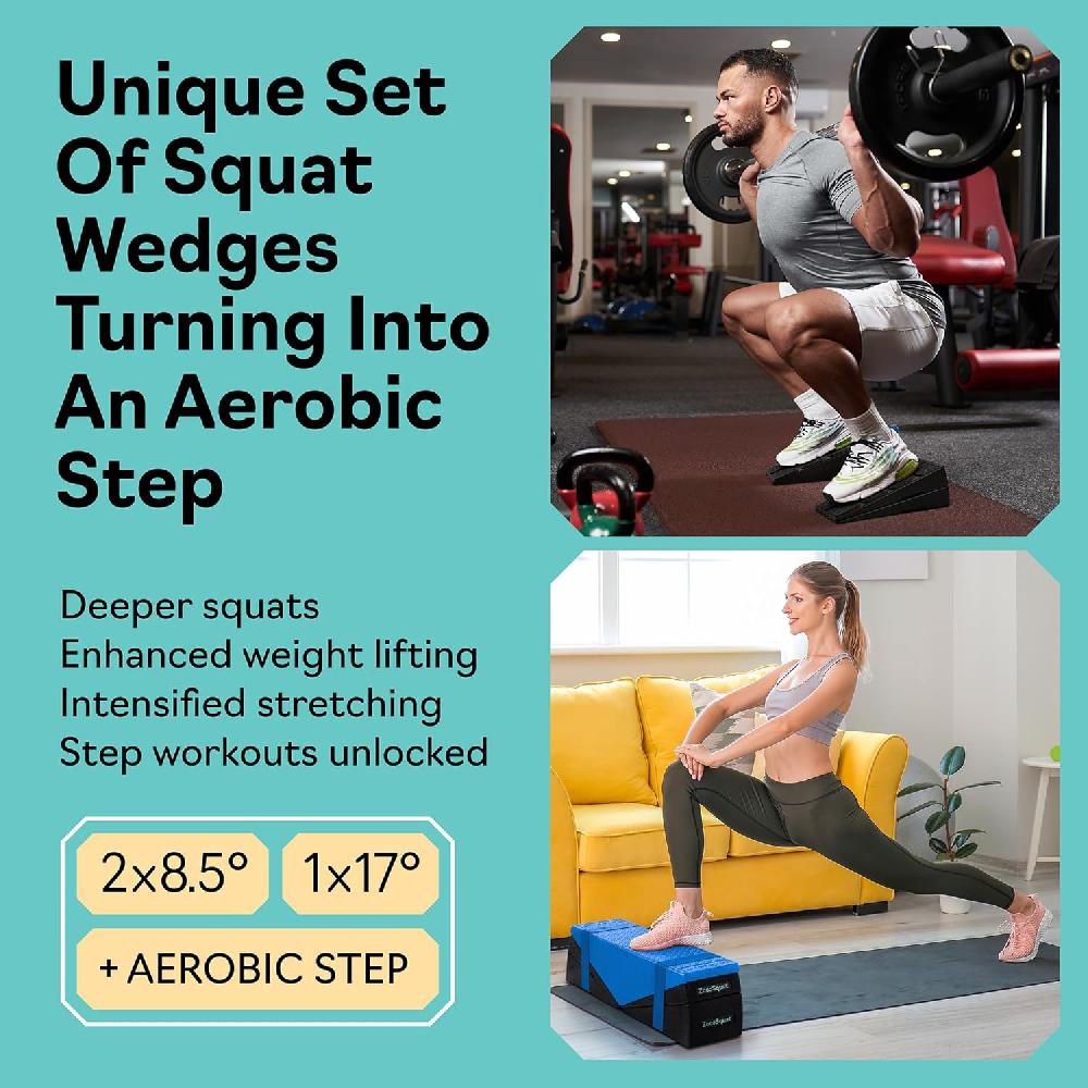 Nacnic Juego De 5 Cuñas Para Sentadillas - Se Convierte En Plataforma De Step Aeróbico - Bloques Para Sentadillas Con Capacidad De 520 Lbs - Tabla Inclinada Para Estiramiento De Pantorrillas Bloques De Yoga