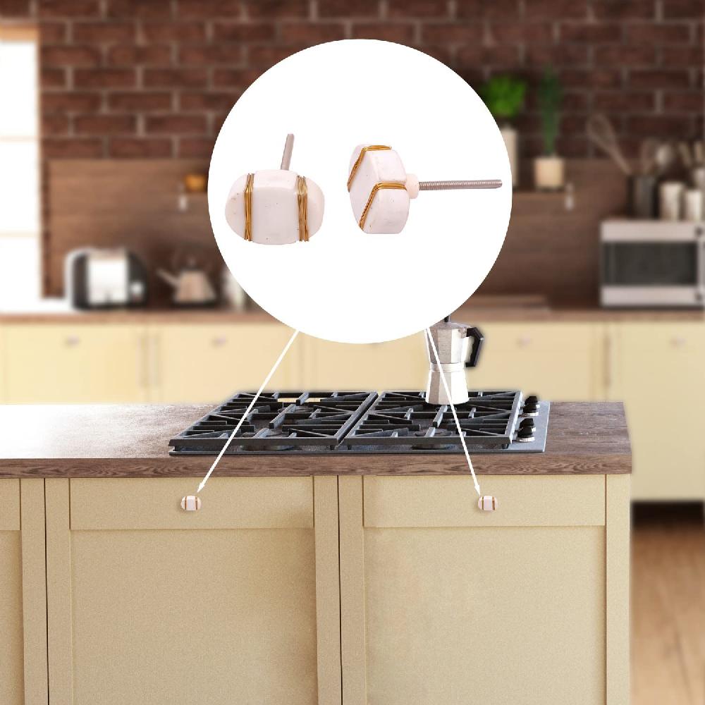 Nacnic Juego De 6 Pomos De Piedra Ovalados Tono Pizzara Y Hueso Para Decoración De Cocina Y Baño