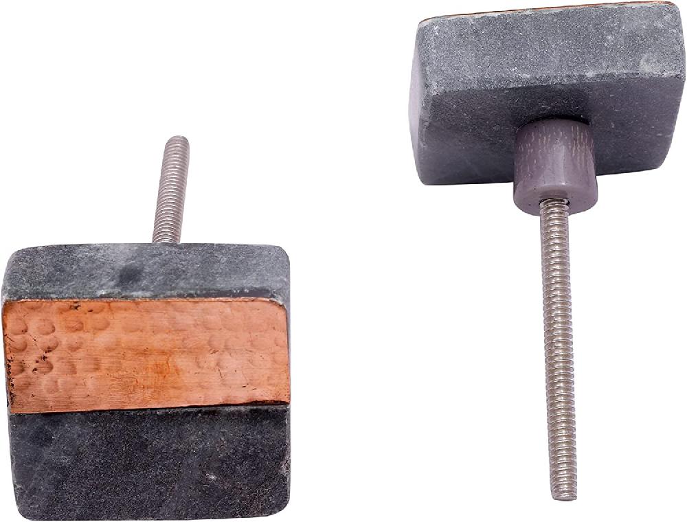 nacnic Juego de 6 pomos de piedra tono pizarra para cocina y baño