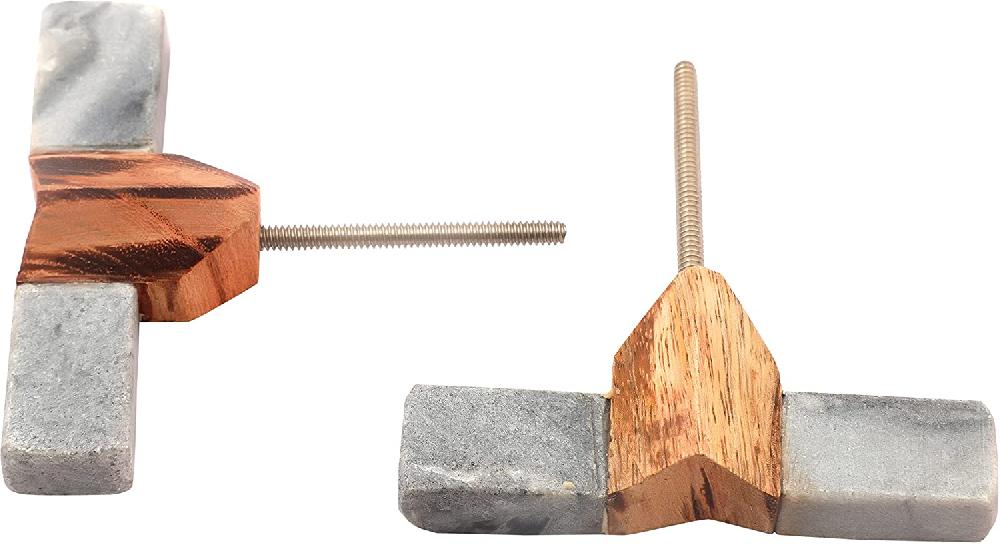 Nacnic Juego De 6 Pomos De Piedra Y Madera Para Decoración De Muebles