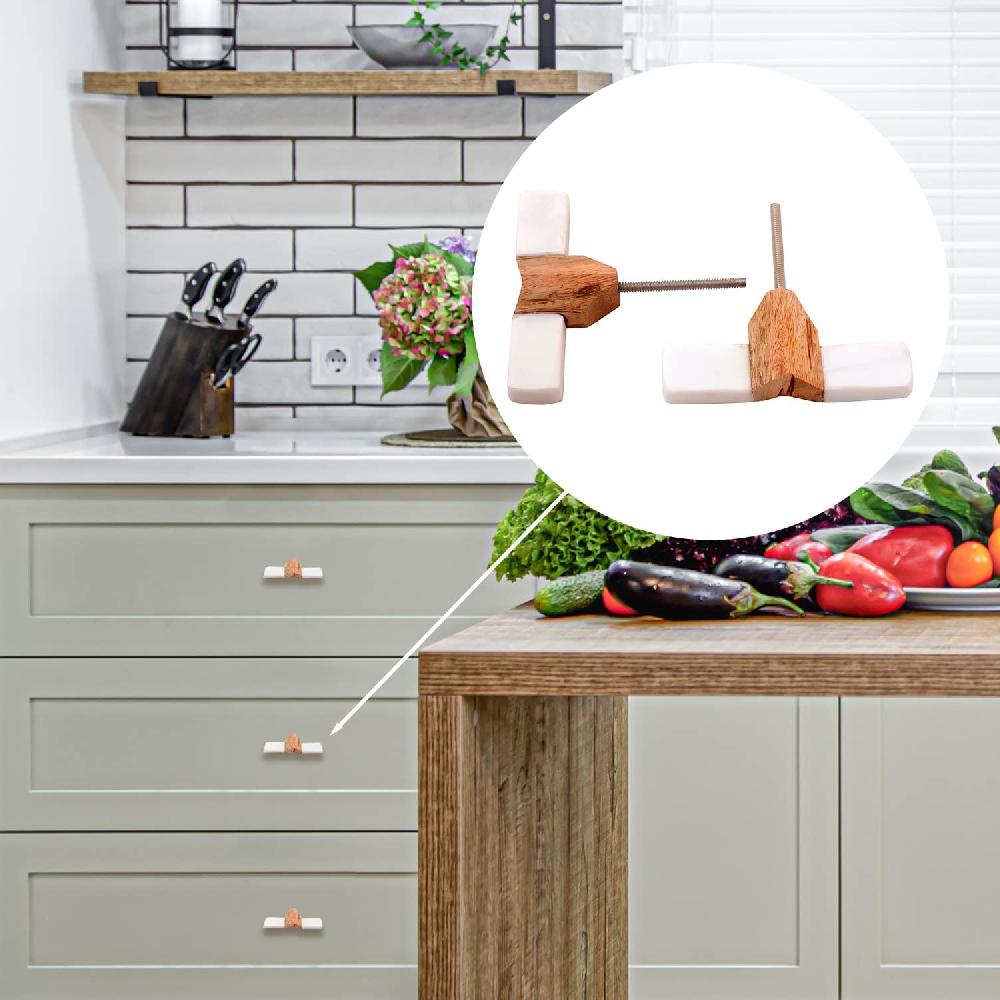 nacnic Juego de 6 pomos de piedra y madera para decoración de muebles