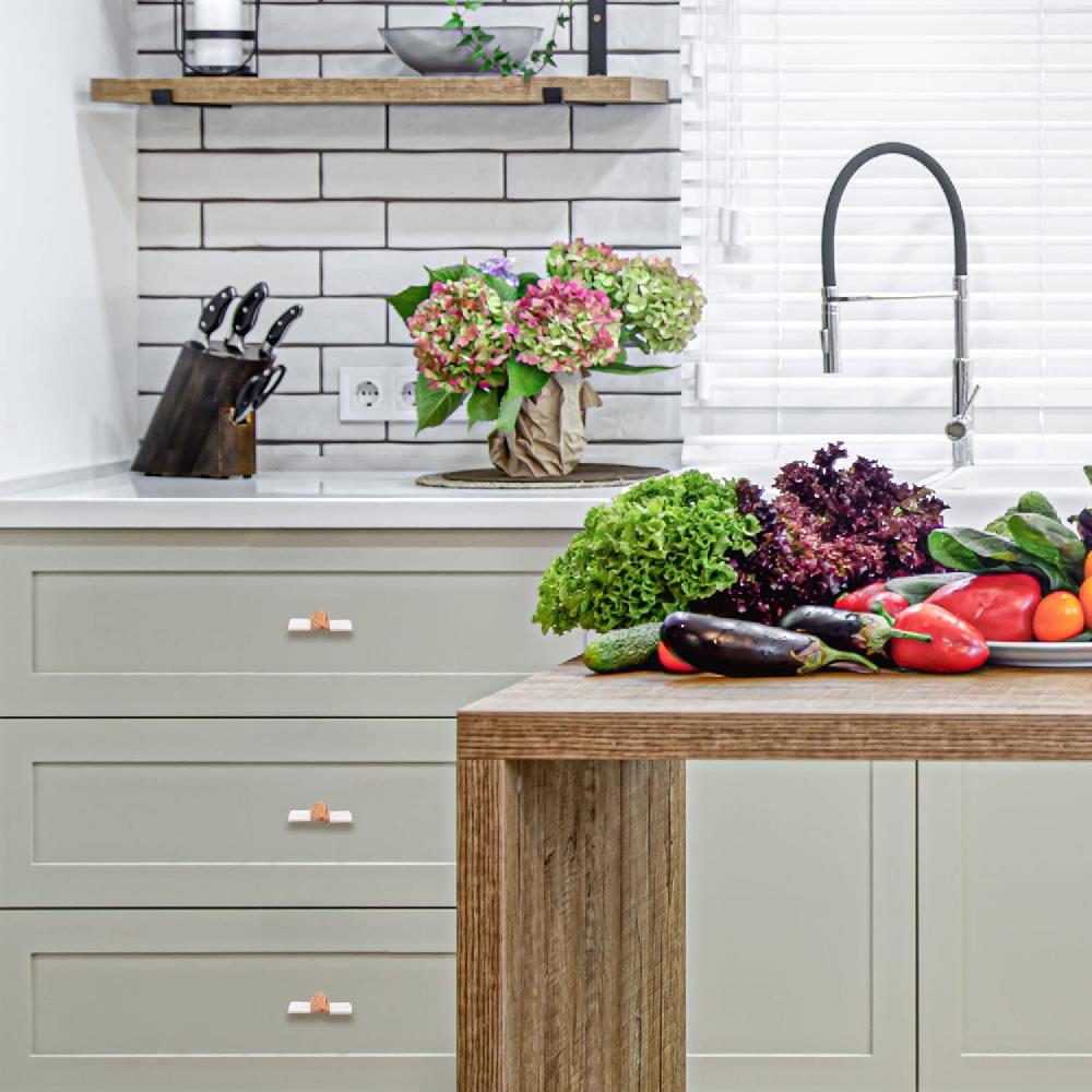 Nacnic Juego De 6 Pomos De Piedra Y Madera Para Muebles Y Habitaciones