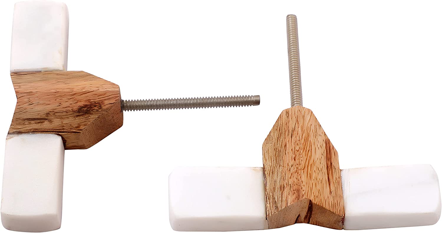 nacnic Juego de 6 pomos de piedra y madera para muebles y habitaciones