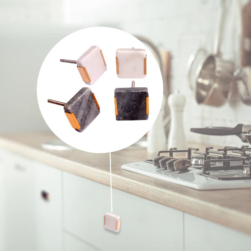 Nacnic Juego De 6 Pomos Tiradores De Piedra Cuadrados Para Muebles Y Cocina