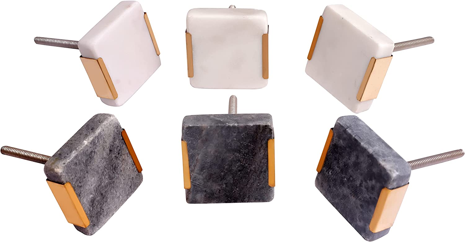 nacnic Juego de 6 pomos tiradores de piedra cuadrados para muebles y cocina